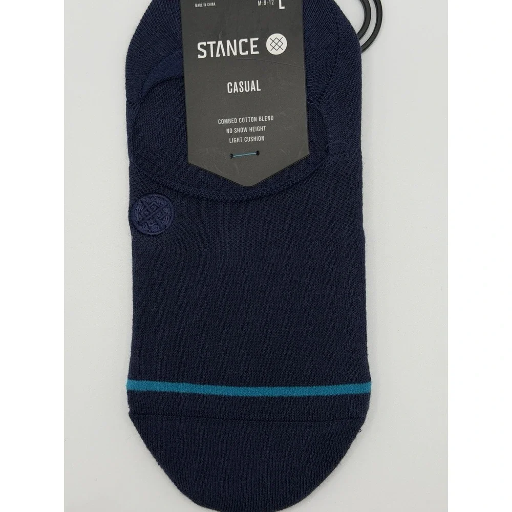 Stance Icon No Show Socks Dark Navy Blue Light Cushion A145A21INS Mens L NWT